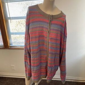 c.s.t. Sport Vintage Pastel Fairy Kei Kawaii zip front sweater, size 3X